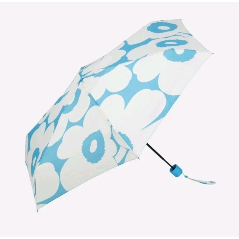 Marimekko Umbrella Mini Manual Unikko Folding Black Floral Umbrella